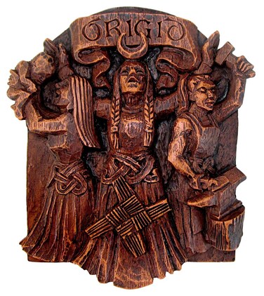 Dryad Design Celtic Goddess Brigid Brigit Wall Plaque - Triple Goddess Home Decor - Wood Finish Art