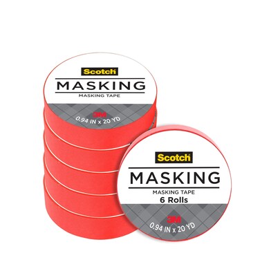 Scotch Expressions Masking Tape, .94 in x 20 yd, 6 Rolls/Pack, Primary Red (3437-PRD-ESF)