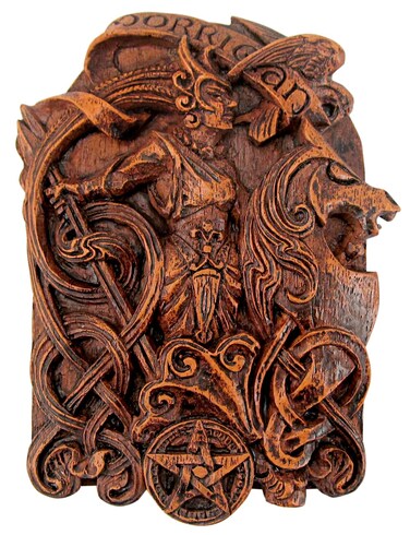 Dryad Design Morrigan Wall Plaque - Celtic Warrior Goddess Wiccan Home Decor Gift Pagan Art (Wood Finish)