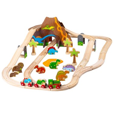 Bigjigs Rail, Dinosaur Wooden Train Set (49pc), Wooden Toys, Train Sets, Dinosaur Toys, Bigjigs Train Sets, Dinosaur Track, Wooden Train Sets, Trains for Kids