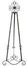 Designstyles Decorative Metal Easel Stand &ndash; Adjustable Floor Display for Art Pieces, Signs, Mirrors and Chalk/Dry Erase Boards - 61" Tall, Antique Finished Iron, Pewter &ndash; Swirl Emblem Design
