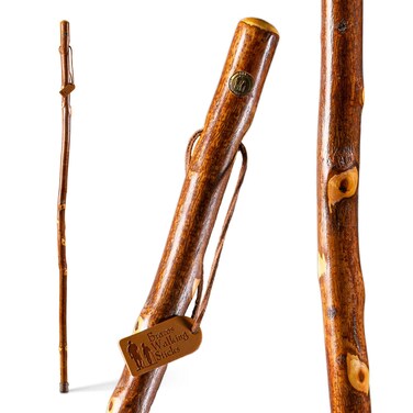 Brazos Rustic Wood Walking Stick, Hawthorn, Traditional Style Handle, for Men &amp; Women, Made in The USA