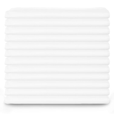 White Classic White Cotton Pillow Cases Standard Size Set of 12, Heavy Weight Quality Pillowcase with T-180 Thread Count, Elegant Double Stitched Tailoring Pillowcases, Pillow Covers 20x30 Inch