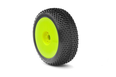 AKA Products 14001VRY Racing Buggy I-Beam Super Soft Evo Wheel Pre-Mounted Yellow Tire, Scale 1:8