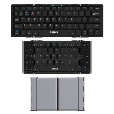 Arteck Folding Bluetooth Keyboard, Portable Mini Foldable Wireless Keyboard for iOS iPad 10.2-inch, Pro, Air, 9.7-inch, Mini, Android, MacOS, Windows Tablets Smartphone Built in Rechargeable Battery