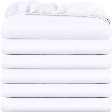 Utopia Bedding Twin Fitted Sheets - Bulk Pack of 6 Bottom Sheets - Soft Brushed Microfiber - Deep Pockets - Shrinkage &amp; Fade Resistant - Easy Care (White)