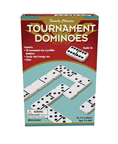 Family Classics Tournament Dominoes - Double Six Crystalline Tiles in Storage Case by Pressman , 5