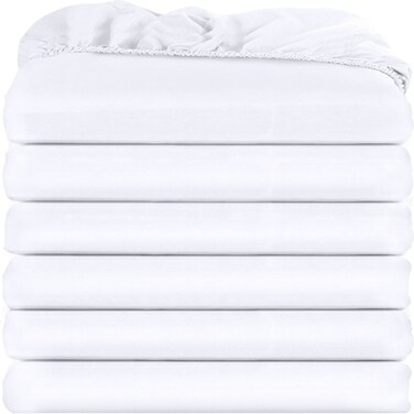Utopia Bedding Full Fitted Sheets - Bulk Pack of 6 Bottom Sheets - Soft Brushed Microfiber - Deep Pockets - Shrinkage &amp; Fade Resistant - Easy Care (White)