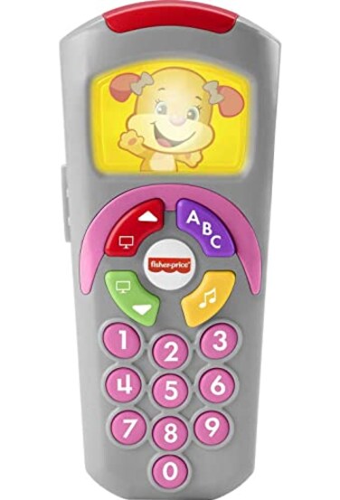 Fisher-Price Baby Learning Toy Laugh &amp; Learn Sis&rsquo;s Remote Pretend TV Control with Music &amp; Lights for Developmental Play Infants Ages 6+ Months