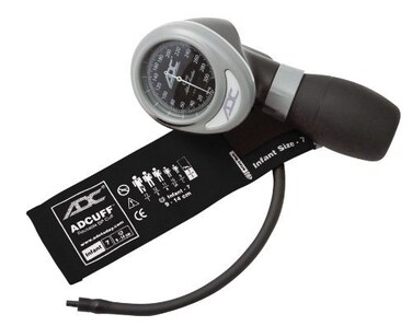 ADC Diagnostix 703 Professional Palm Style Aneroid Sphygmomanometer with Adcuff Nylon Blood Pressure Cuff, Infant, Black