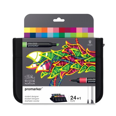 Winsor &amp; Newton ProMarker Set, 24 Count, Student Designer Wallet