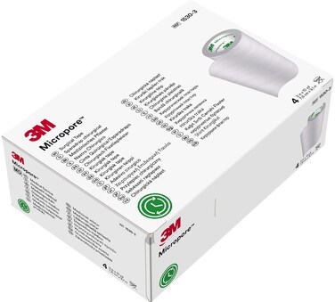 3M&trade; Micropore&trade; Surgical Tape 1530-3, 3 inch x 10 yard (7,5cm x 9,1m), 4 rolls/box