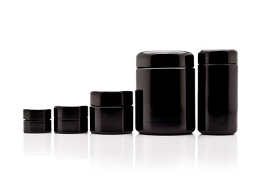Infinity Jars Screw top jar Ultraviolet Airtight Smell Proof, Refillable Container for Long term storage Coffee, Spices, Tea, Dried Goods Jar For Kitchen Pack 5 ml-250 ml, Black Glass jar
