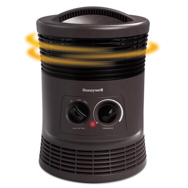 Honeywell HHF360V 360 Degree Surround Fan Forced Heater with Surround Heat Output Charcoal Grey Energy Efficient Portable Heater with Adjustable Thermostat &amp; 2 Heat Settings, Small