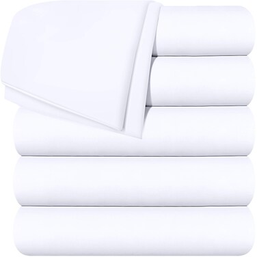 Utopia Bedding Flat Sheets - Pack of 6 - Soft Brushed Microfiber Fabric - Shrinkage &amp; Fade Resistant Top Sheets - Easy Care (Queen, White)