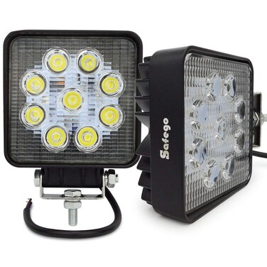 Safego LED Pods Light Bar 4inch Round 2Pcs 27W Flood Beam Led Work Light Off Road Lights Driving Light Compatible with Truck Suv Atv Tractor Boat
