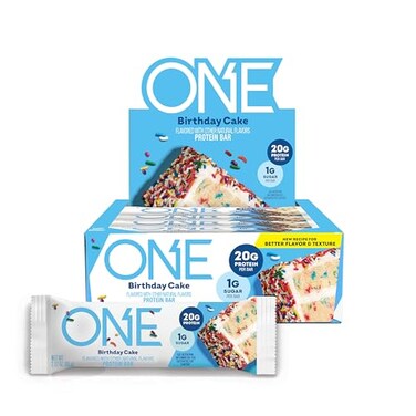 ONE Protein Bars, Birthday Cake, Gluten Free with 20g Protein and 1g Sugar, Pantry Staples, 2.12 oz (12 Count)