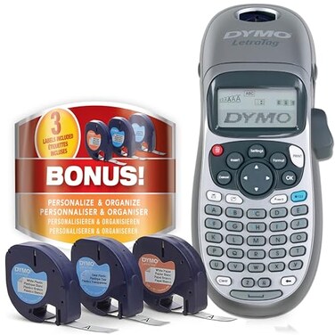 DYMO Label Maker Machine with Tape - 100H LetraTag Handheld, Comes with 3 LT label tapes. Great for Home &amp; Office Organization