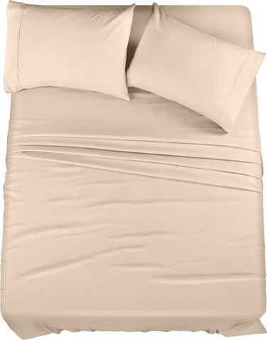 Utopia Bedding King Bed Sheets Set - 4 Piece Bedding - Brushed Microfiber - Shrinkage and Fade Resistant - Easy Care (King, Beige)