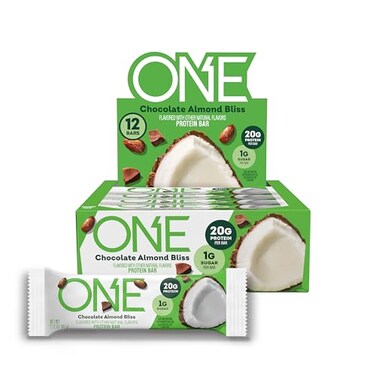 ONE Protein Bars, Almond Bliss, Gluten Free with 20g Protein and 1g Sugar, Pantry Staples, 2.12 oz (12 Pack), Packaging May Vary