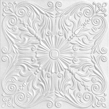 A La Maison Ceilings R139 Spanish Silver Foam Glue-up Ceiling Tile (21.6 sq. ft./Case), Pack of 8, Plain White