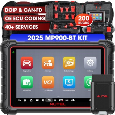 Autel MaxiPRO MP900-BT Kit Scanner w/ 200 Bucks OBD1 Kit: 2025 DoIP/CAN FD MP900BT Kit, New Model of MK900BT MP900-BT MS906BT, Pro ECU Coding as MS906 Pro, 3000+ Tests, 40+ Service, OS 11, FCA SGW