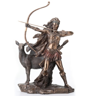 Veronese Design 12 1/4 Inch Artemis Goddess of Hunt and Wilderness Cold Cast Resin Greek Statue Bronze Finish Sculpture