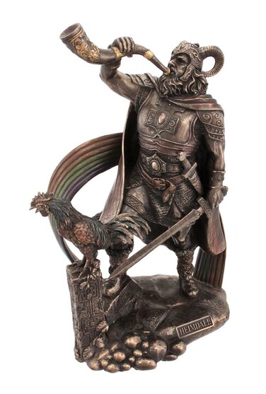 VERONESE Heimdall, The Guardian of The Bifrost Bronze Finished Statue - Norse God Mythology - 10.25 Inches Tall - with Exquisite Detail and Hand-Painted Accents
