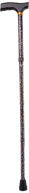 Drive Medical Lightweight Adjustable Folding Cane with T Handle, Black Floral, Universal