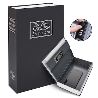 Book Safe Box with Combination Lock, Ohuhu Upgrade Dictionary Diversion Safe Secret Hidden Box for Home Office, Portable Safe Box for Money Cash Jewelry