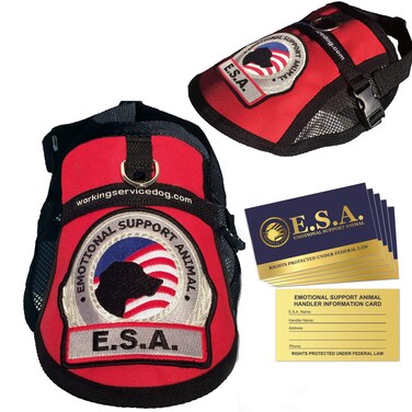 Premium Emotional Support Dog Vest   ESA Dog Vest   Mesh Cooling Panel   Emotional Support Dog Harness   Includes 5 Federal Law ESA Handout Cards (14" - 17" Girth, Red)