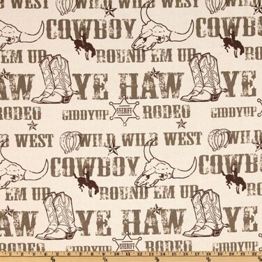 Premier Prints Cowboy Kelp/Natural, Fabric by the Yard