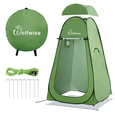 WolfWise Pop Up Privacy Shower Tent Portable Outdoor Sun Shelter Camp Toilet Changing Dressing Room Medium, Green