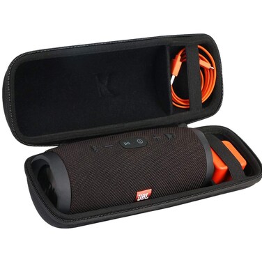 khanka Carrying Case for JBL Charge 3 Waterproof Portable Wireless Bluetooth Speaker. Extra Room for Charger and USB Cable,Case Only.(Black)