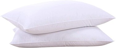 puredown&reg; Goose Feathers and Down White Pillows with 100% Soft Cotton Cover, Bed Sleeping Hotel Collection Pillows Set of 2 King Size