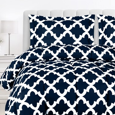 Utopia Bedding - Comforter Set with 2 Pillow Shams - 3 Pieces Bedding Comforter Sets - Down Alternative Comforter - Soft and Comfortable - Machine Washable, Navy, Queen