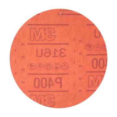 3M Hookit Red Abrasive Sanding Discs, 01219, No Hole, 6 in, 320+ Grade, Pack of 50 Discs, for Auto Sanding, Primer Sanding, E-Coat Sanding