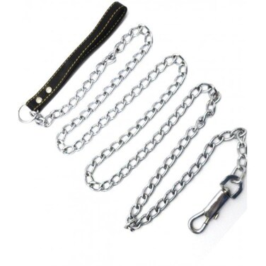 Top Choice Heavy Chain Leash, 72 Inches (72"), 6 Feet (6') Faux Leather for Small-Medium Size Dogs or Large Puppies, Lead is Resistant to Chewing (Black)