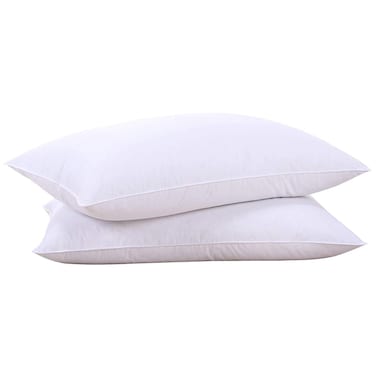 puredown&reg; Goose Feathers and Down White Pillows with 100% Soft Cotton Cover, Bed Sleeping Hotel Collection Pillows Set of 2 Queen Size