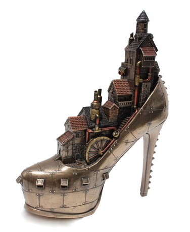 Steampunk Stiletto Hill Ironopolis Cold Cast Bronze 10 Inch Tall