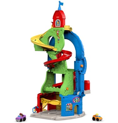 Fisher-Price Little People Toddler Toy Sit &lsquo;n Stand Skyway Race Track Playset, 34+ Inches Tall, 2 Cars for Pretend Play Kids Ages 18+ Months