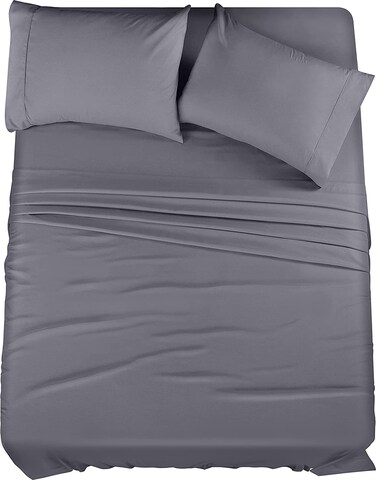 Utopia Bedding King Sheet Set - 4 Piece Ultra Soft Brushed Microfiber Bed Sheets - Hotel Style Luxury with Deep Pockets for a Secure Fit - Easy Care and Long Lasting Durability (Grey)