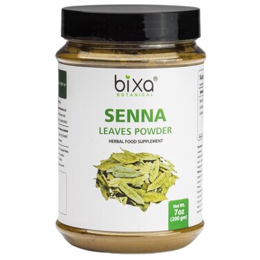 bixa BOTANICAL Senna Leaves Powder   Cassia angustifolia   200 Grams / 7 OZ   Natural Herbal Laxative   Support for Occasional Constipation   Gluten Free, Non-GMO, Steam Treated, Vegan, 100% Pure.