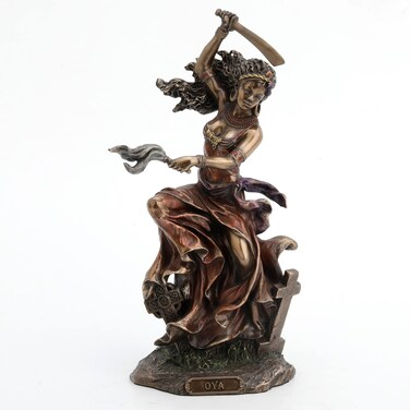 VERONESE DESIGN 9.5 Inch OYA Orisha of Wind and Transformation Cold Cast Resin Antique Bronze Finish Altar Statue