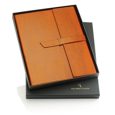 Gallaway Leather Padfolio Portfolio Folder &ndash; Slim Portfolio Folio Organizer Holder for Letter Legal A4 Note Pads Notebooks for Men Women Refillable Business Leather Portfolio Binder, Brown