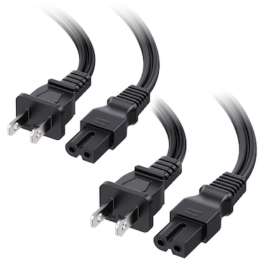 Cable Matters 2-Pack 2 Prong Vizio TV Power Cord Replacement - 15ft, NEMA 1-15P to IEC C7, Polarized AC Power Cord for PS2, TV, and More
