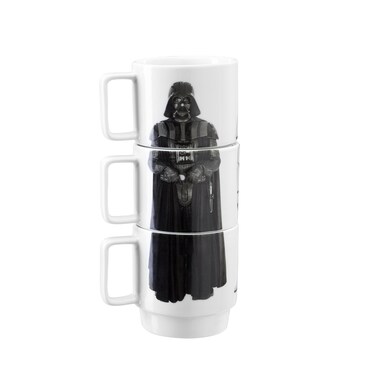 Collectible Star Wars Stacking Mugs Set - 11-Ounce Ceramic Mugs for Hot Coffee, Tea, Cocoa - Features Darth Vader, Imperial Guard, and Stormtrooper - Licensed Disney Merchandise