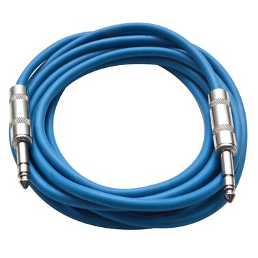 Seismic Audio Speakers TRS Male &frac14;&rdquo; To TRS Male &frac14;&rdquo; Patch Cable, 10 Foot Balanced Cord, Blue