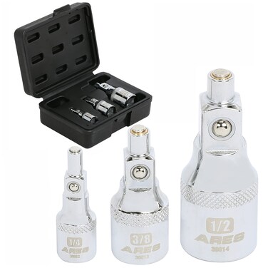 ARES 36007-3-Piece Magnet Socket Extension Adapter Set &ndash; Adapters Feature Magnetic Tips for Use with Bolts - 1/4-Inch, 3/8-Inch, and 1/2-Inch Drive