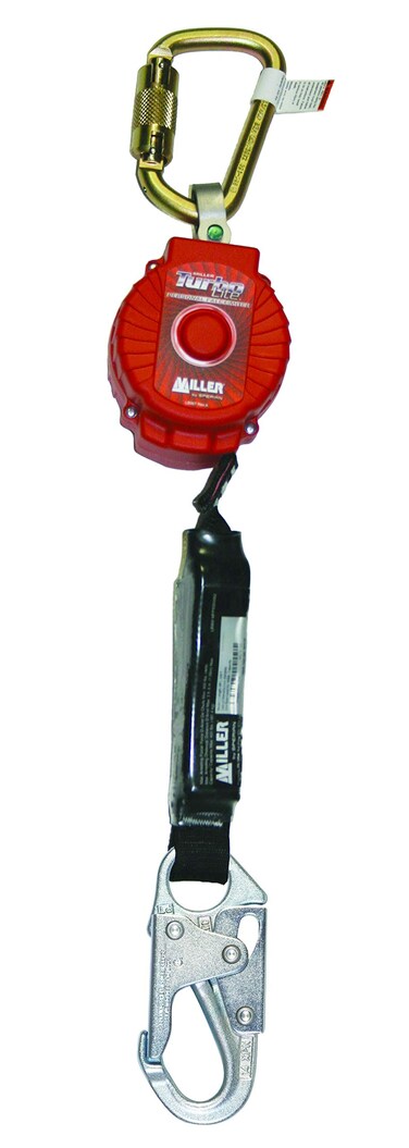 Miller by Honeywell TurboLite 6-Foot Personal Fall Limiter with Unit End Steel Carabiner &amp; Lanyard End Steel Locking Snap Hook (MFL-1-Z7/6FT), Red
